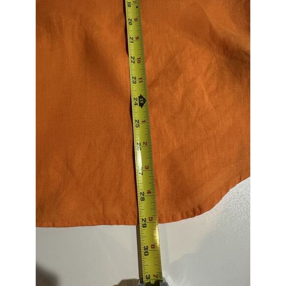 Lauren Ralph Lauren Orange Linen Button Down Popover 3/4 Sleeve Top Womens Sz L - Picture 8 of 10